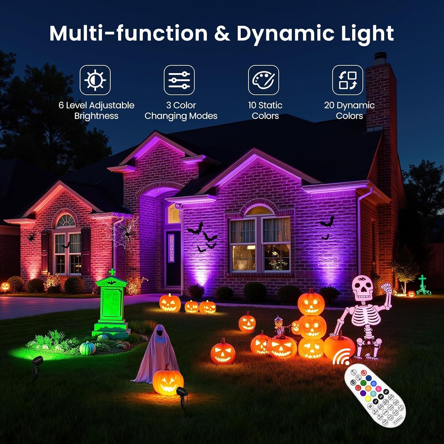 15W Low Voltage Landscape Lights Kit, RGBW Color Changing Spot Lights Outdoor with Transformer 100FT UL-Listed Wire, Low Voltage Lights IP66 Waterproof Remote Control for Garden House, 12Pack