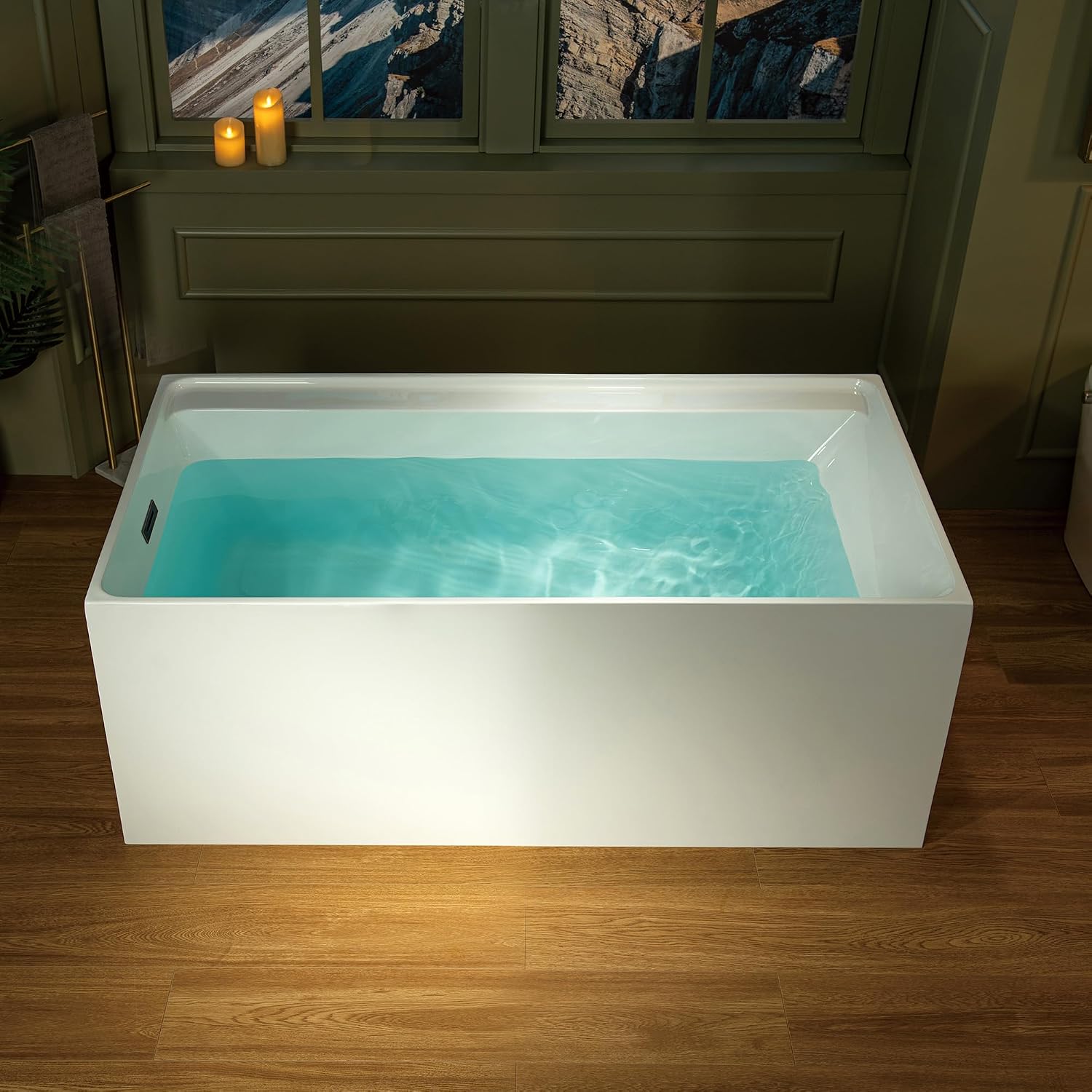 WOODBRIDGE 59' L x 29-1/2' W Freestanding Contemporary Soaking Bathtub with Oil-Rubbed Bronze Drain & Overflow, White, B5910-ORB