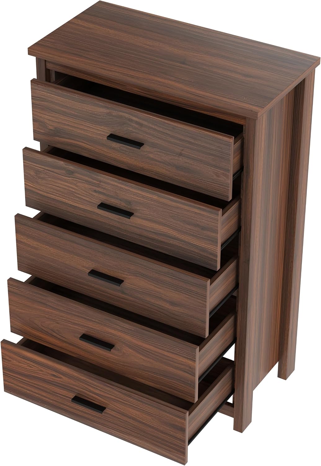 4 Piece Bedroom Furniture Set Farmhouse - Walnut Wood Queen Size Platform Bed Frame with Storage Headboard and Charging Station, Rustic Queen Bedroom Set with 1 Dresser and 2 Nightstand Sets