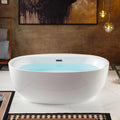 WOODBRIDGE 66' Acrylic Freestanding Bathtub Contemporary Soaking White Tub with Oil Rubbed Bronze Overflow and Drain，B0027-ORB