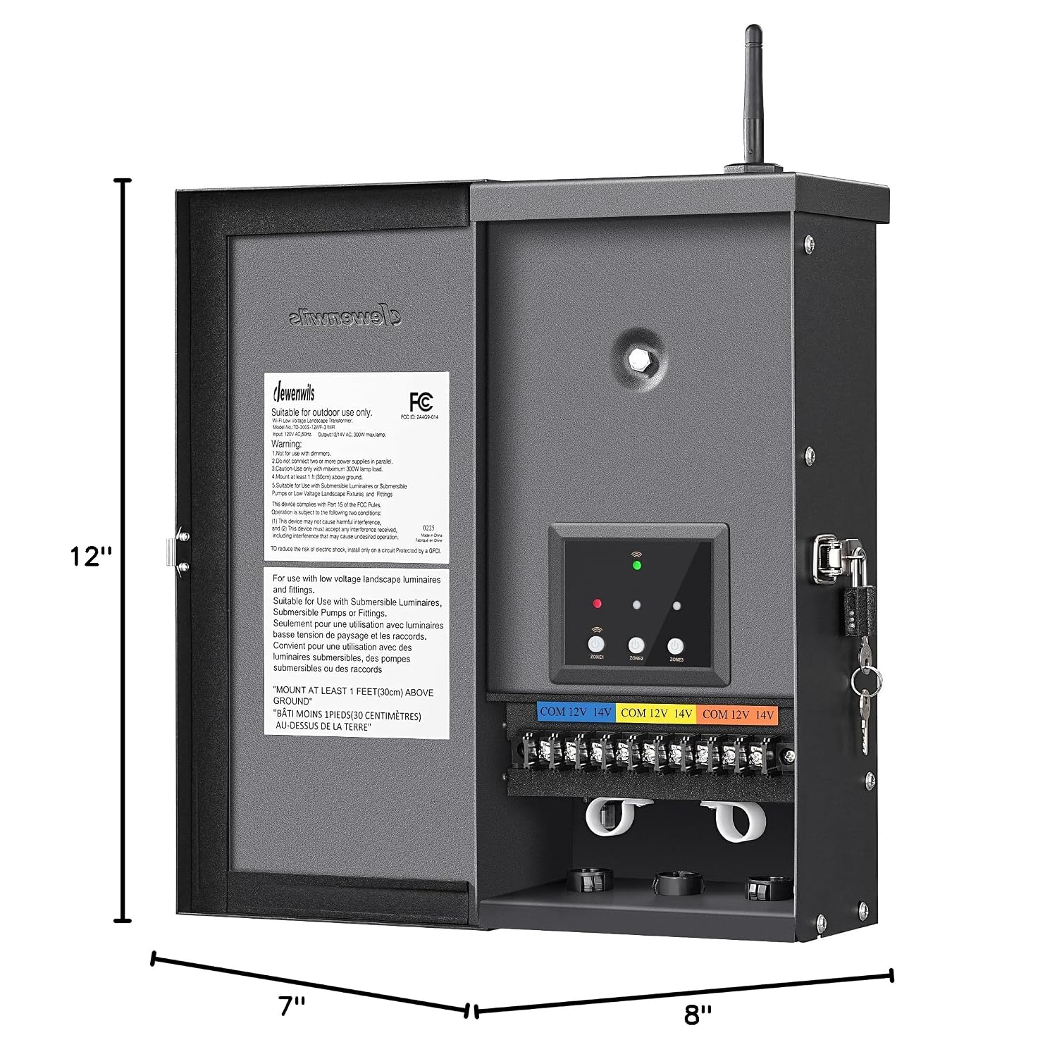 DEWENWILS 300W Low Voltage Landscape Transformer WiFi with 3 Zones, Outdoor Landscape Lighting Transformer, 120V AC to 12/14V AC, Compatible with Alexa & Google Assistant, FCC Listed