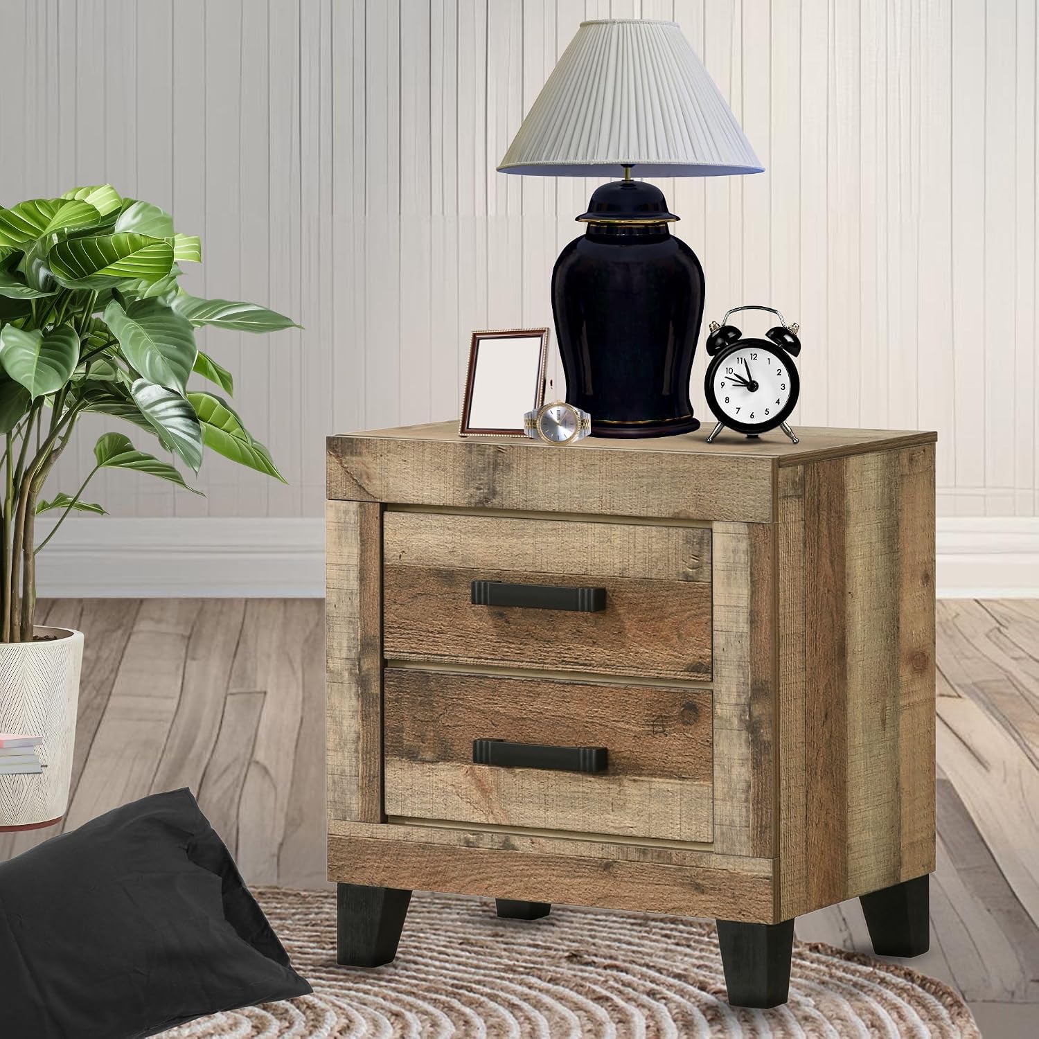 Kings Brand Furniture Biloxi Farmhouse Classic 5-Piece Bedroom Set - Bed Frame with Headboard, Dresser and Mirror, Chest and Nightstand (Queen)