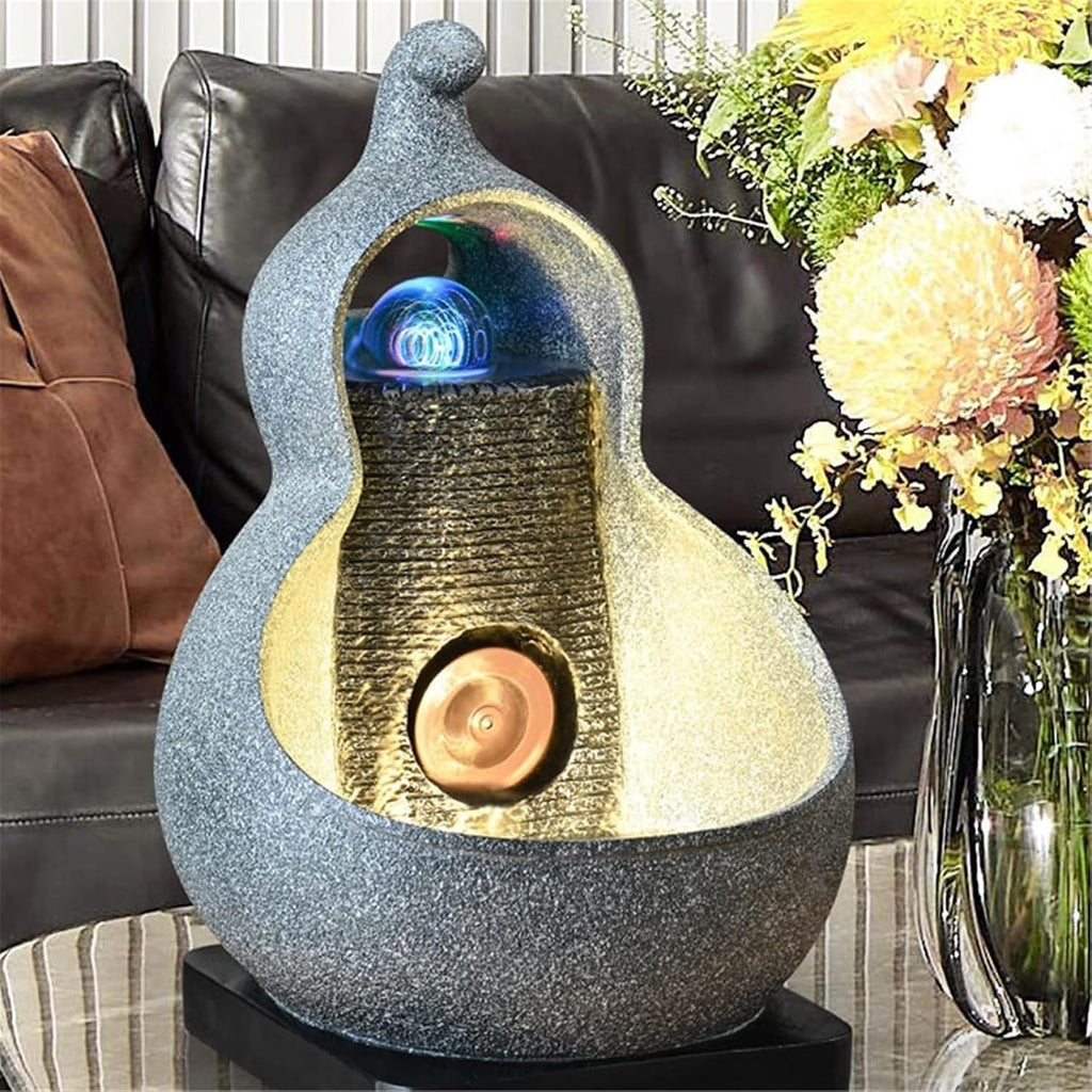 Tabletop Fountain Resin Tabletop Fountain Circulating Waterscape Decoration for Home and Office(Blue)