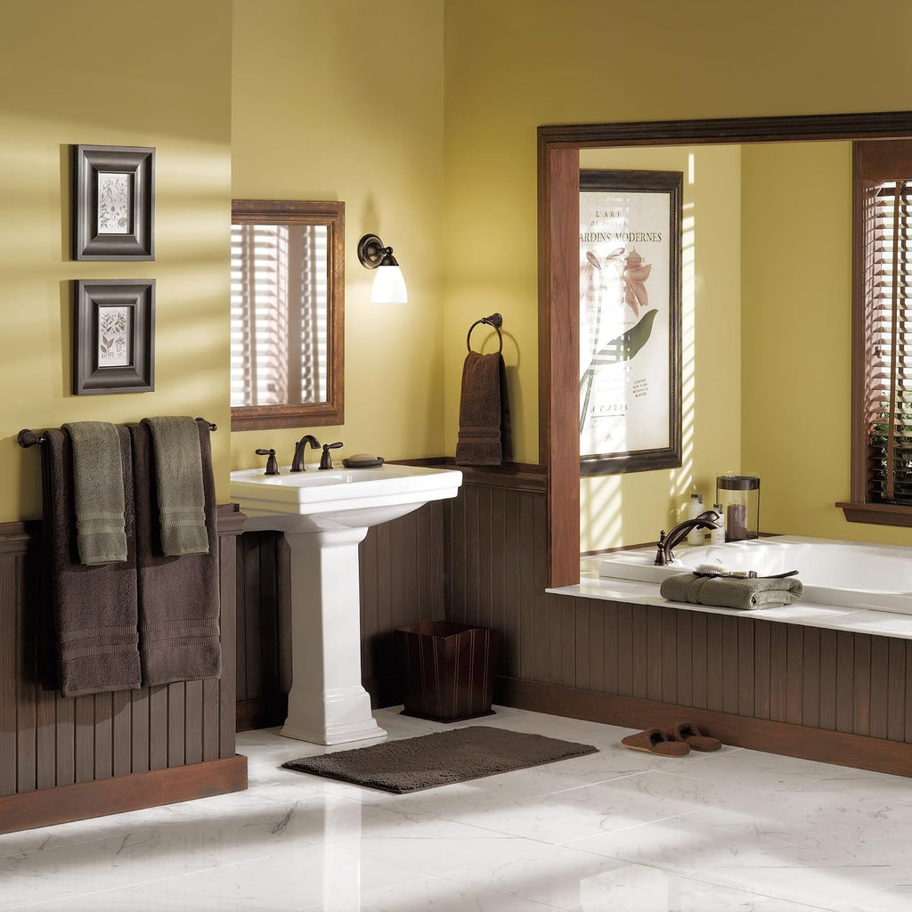 Moen Brantford Oil-Rubbed Bronze Two-Handle Widespread Bathroom Sink Faucet for 3-Hole Setups with Valve Included, TV6620ORB