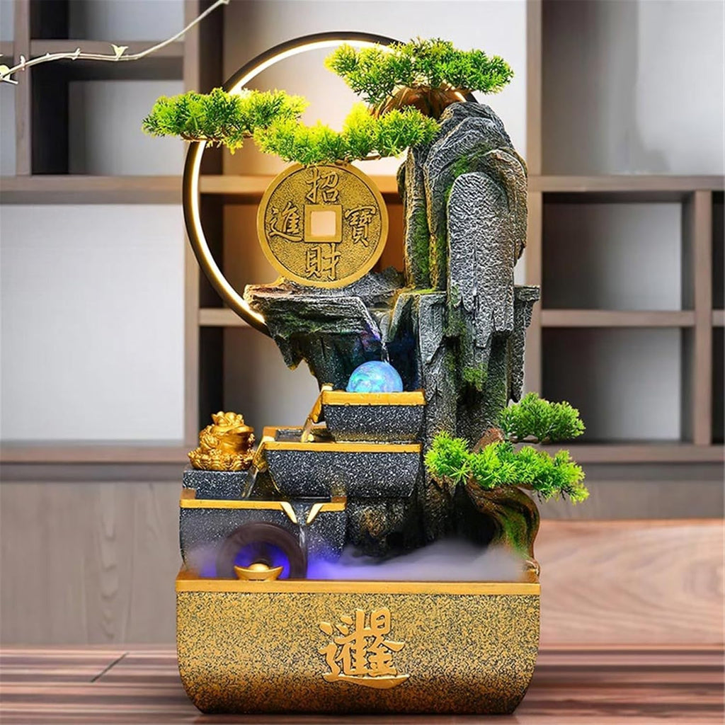 Tabletop Fountain Indoor Tabletop Water Fountain, Home Desktop Waterfall Resin Decoration Waterfall Decor Ornament(Small)