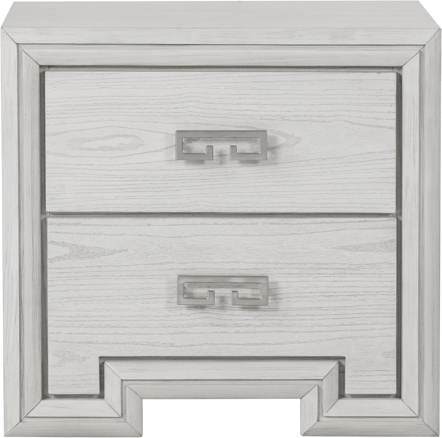 Furniture of America Babsi Modern Wood 5-Piece Bedroom Set with Greek Key Pull, USB Chargers on Nightstand, Felt-Lined Top & Cedarwood-Lined Bottom Drawers, Box Spring Needed, Queen, Rustic White