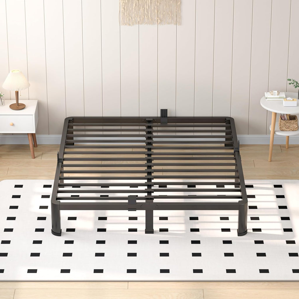 VIPSHOW 10 Inch Queen Heavy Duty 3500 lbs Bed Frame with Round-Corner Legs & Anti-Squeak Design – Quick Assembly Metal Platform, No Box Spring Needed