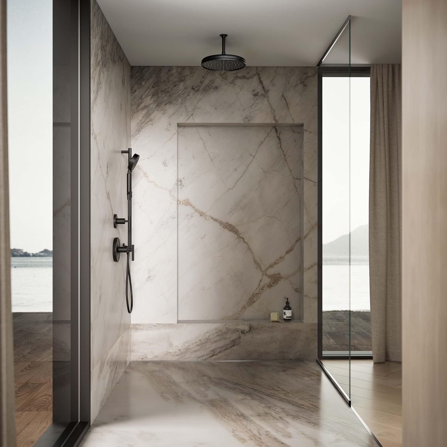 Kohler 13694-BL Traditional 12' single-function rainhead, 2.5 gpm, Matte Black