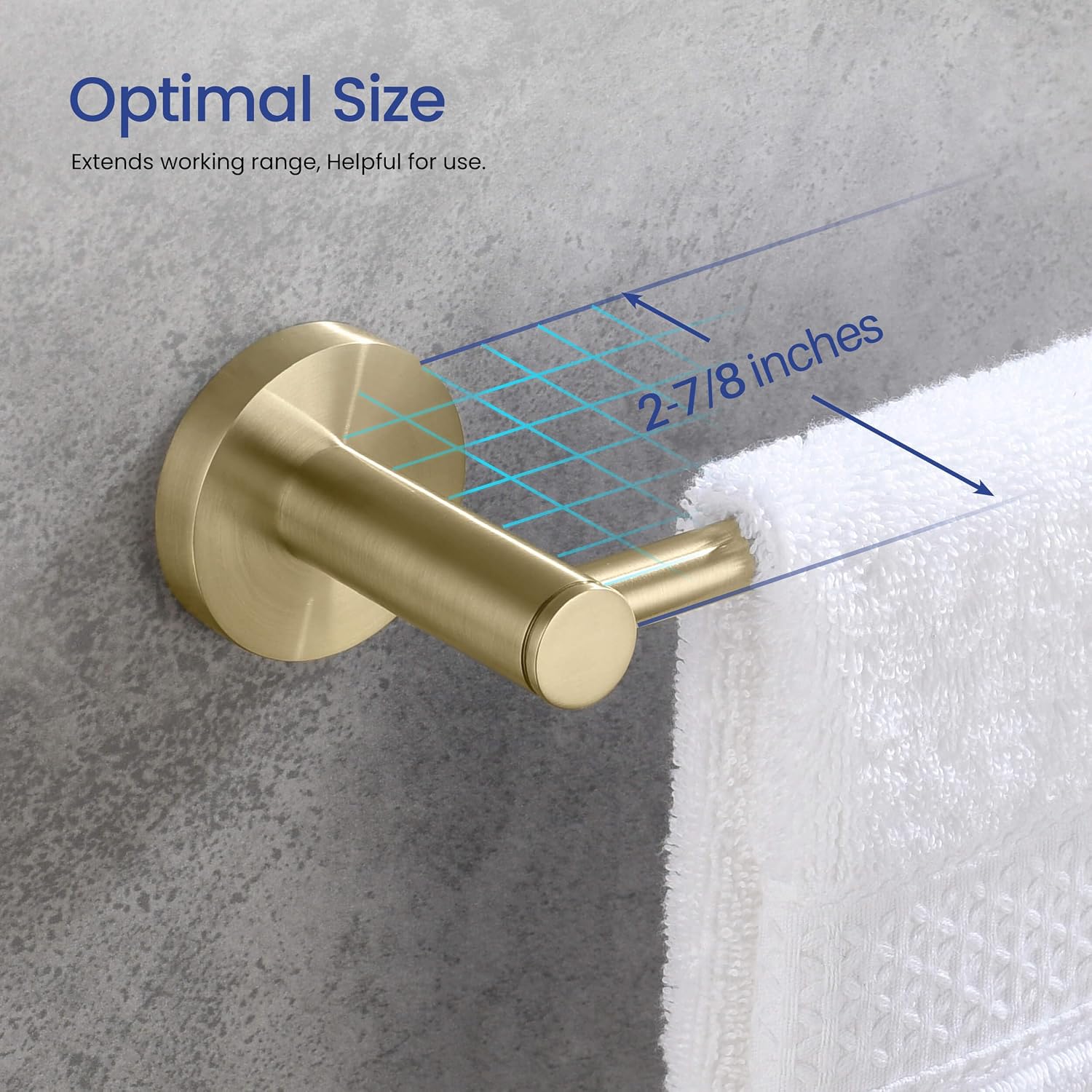 KIBI 5 Piece Circular Bathroom Hardware Set Bathroom Accessories Set | Towel Bar (18'), Towel Ring, Toilet Paper Holder, Robe Hooks (Brushed Gold) (C-KBA14-5-4)