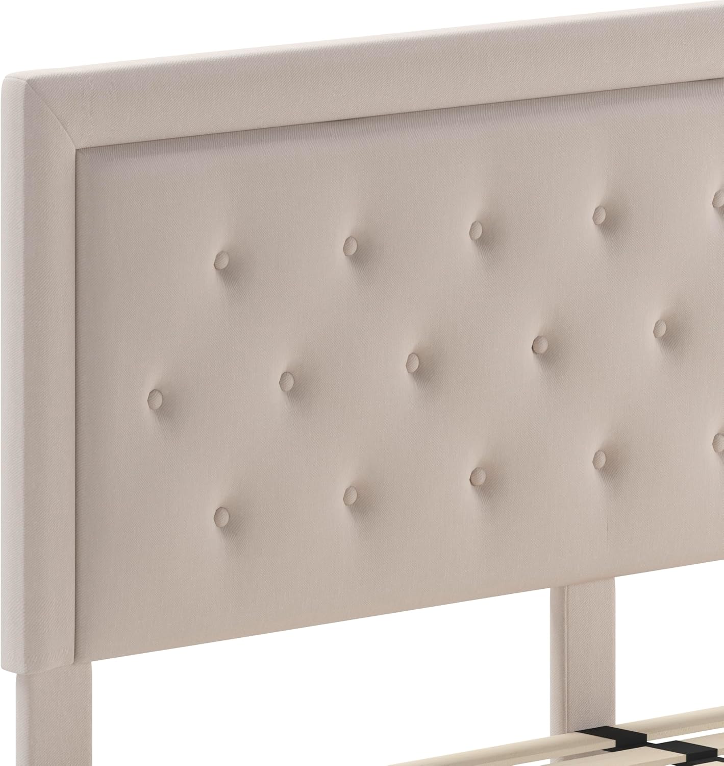 Flash Furniture Roxbury King Size Tufted Upholstered Platform Bed in Beige Fabric
