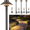 Gardenreet Low Voltage Landscape Lighting Brass - 12v Pathway Lights Waterproof, Hard Wired Path Light Outdoor, Mushroom Bronze for Exterior Area Patio with 3W 4000K Neutral White G4 Bulb (4 Pack)