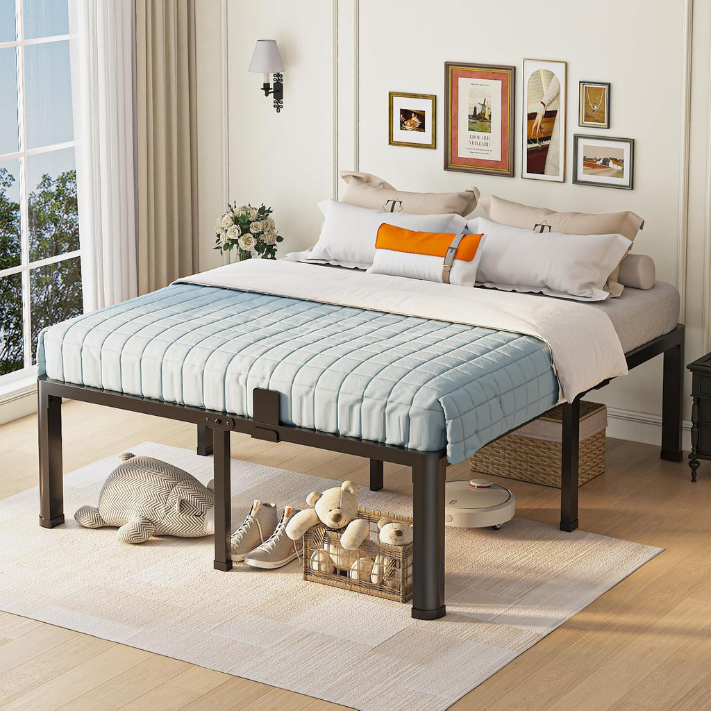 Yitong Angel 18 inch California King Bed Frame with Round Corner Legs Mattress Slide Stopper,3500 lbs Heavy Duty Metal Platform,Steel Slat Support,No Box Spring Needed,Easy Assembly,Noise Free