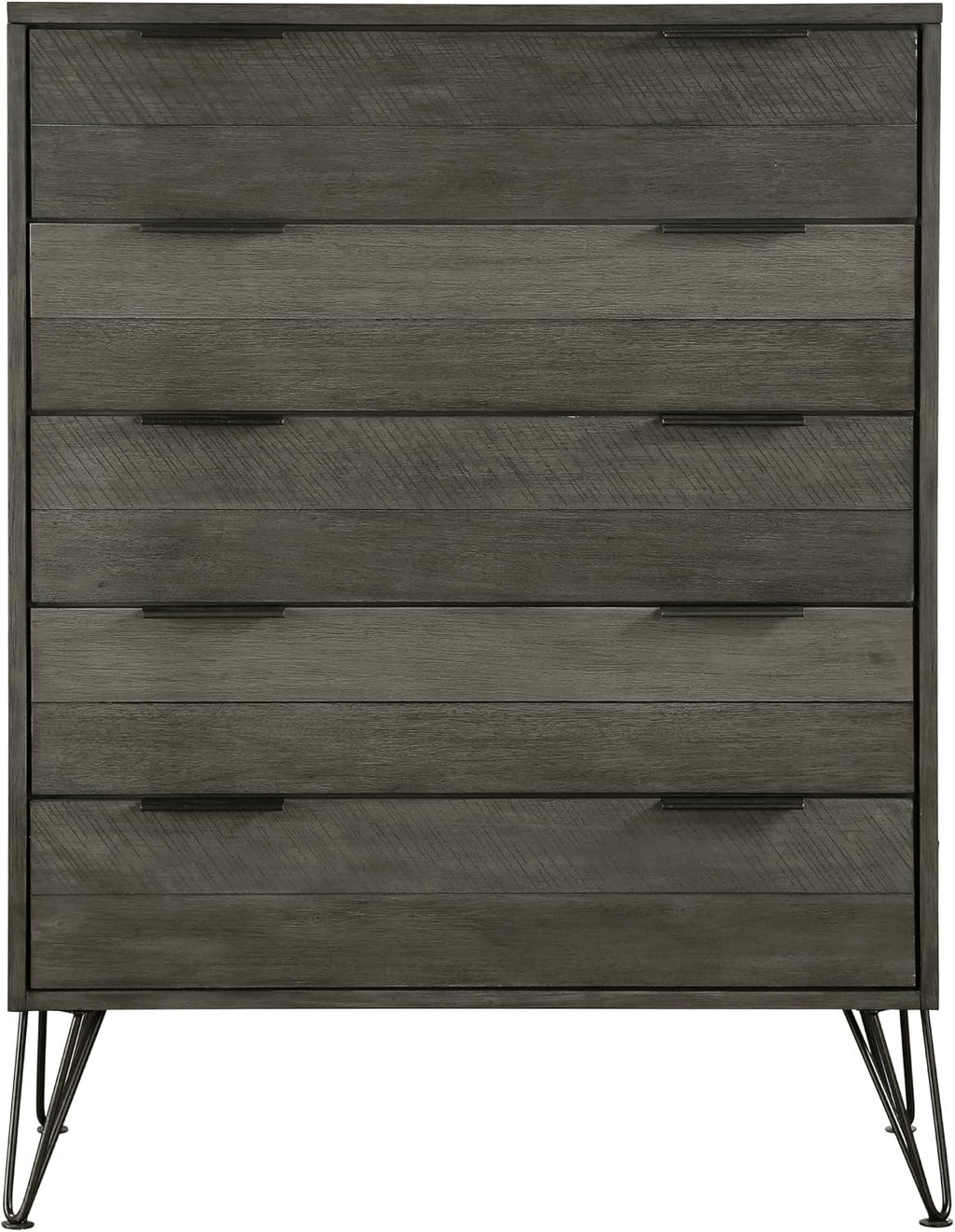 4-Pieces Bed Set Contemporary Style Queen Size Panel Bed Multi Gray Finish Solid Acacia Wood Bedroom Furniture