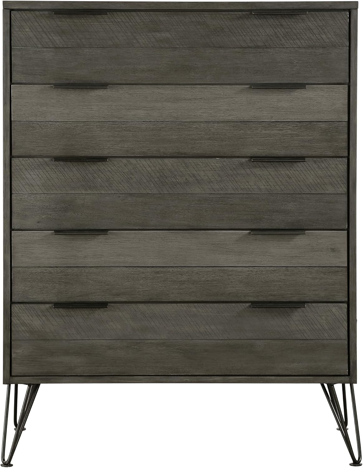 4-Pieces Bed Set Contemporary Style Queen Size Panel Bed Multi Gray Finish Solid Acacia Wood Bedroom Furniture