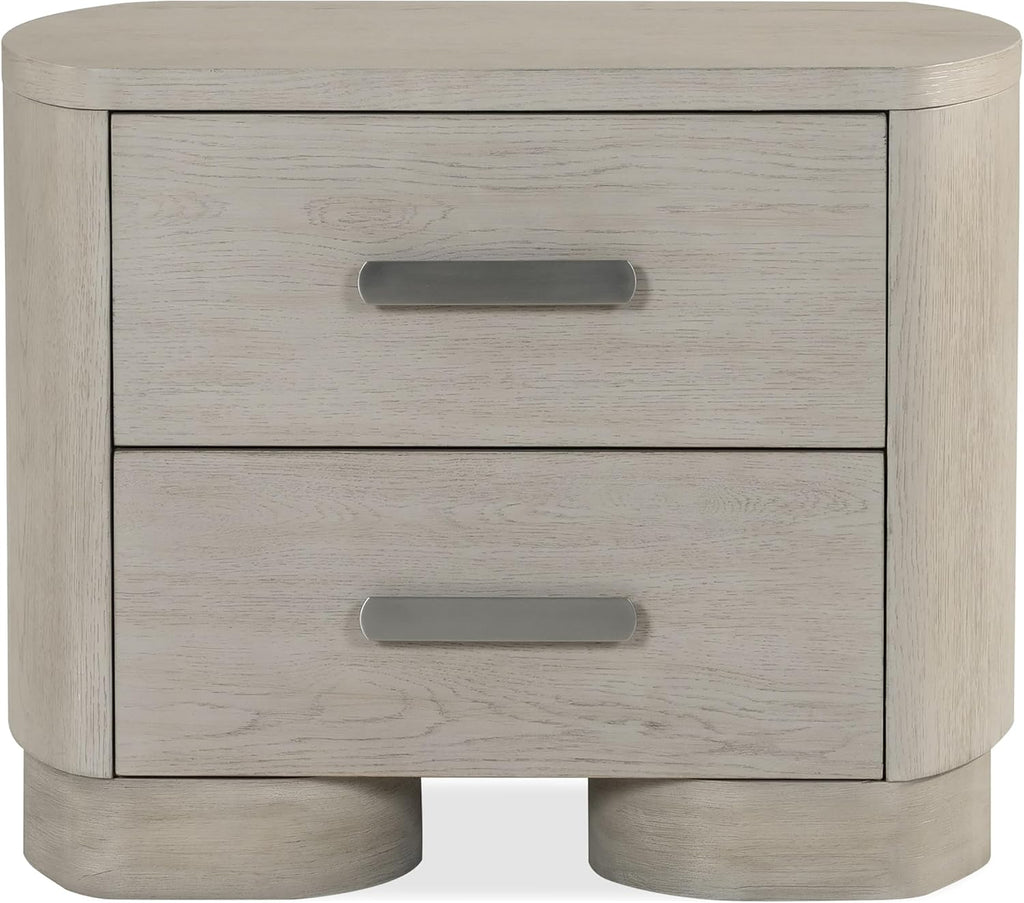 Furniture of America Nainsted Modern Wood 5-Piece Bedroom Set with Padded Headboard, USB Chargers on Nightstand, Metal Slide Glides, Rounded Edges, Box Spring Needed, King, White Oak