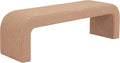 SAFAVIEH Couture - Caralynn Brown Boucle – Houndstooth Pattern – Curved Waterfall Upholstered Bench, Fully Assembled, 62.4' W x 18.1' D x 19.3' H (SFV5027Q)