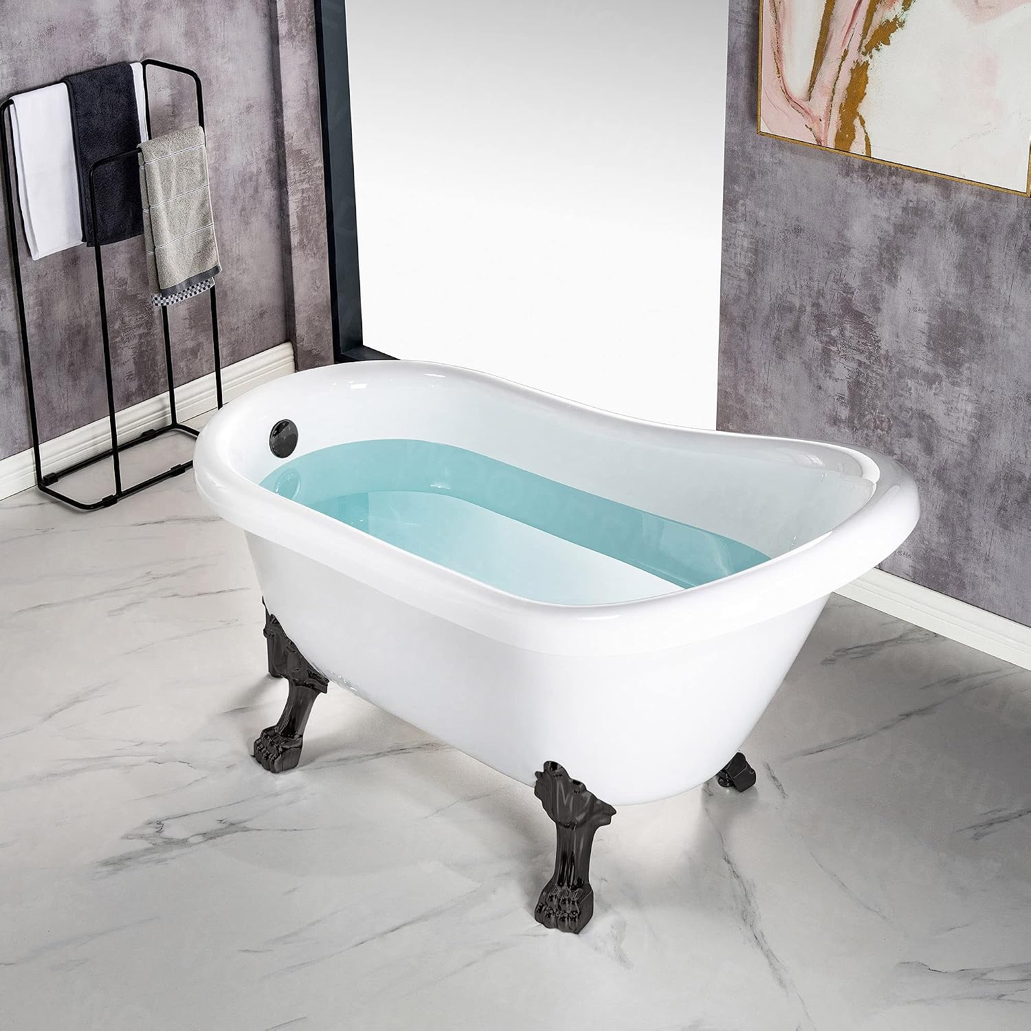 WOODBRIDGE BTA1521-ORB-Feet Drain + ORB Faucet Bathtub, Oil-Rubbed Bronze
