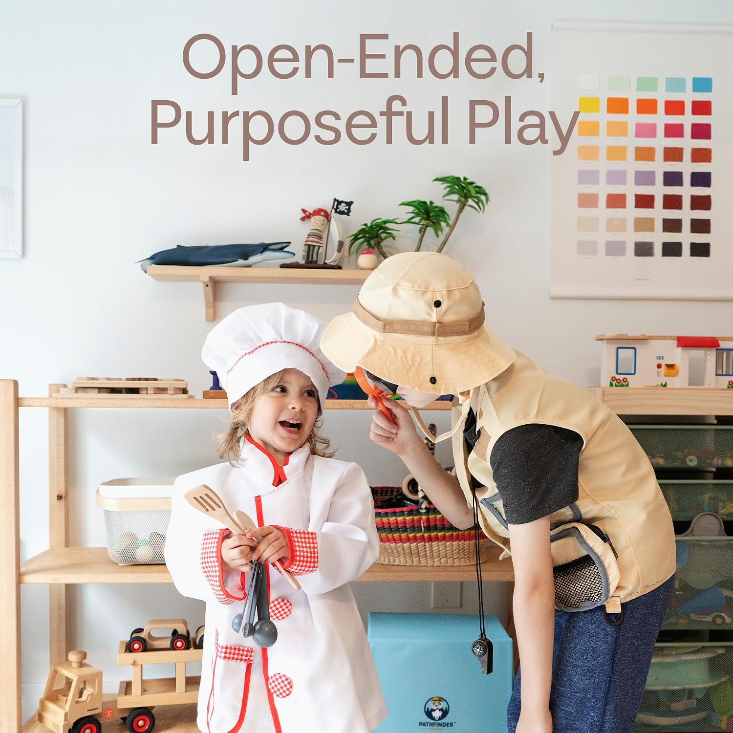 5-1 Kids Dress Up Clothes & Pretend Play Costumes for Ages 3-7 - Cute Role Play Dress Up Costumes for Boys & Girls with Matching Accessories & Storage Trunk
