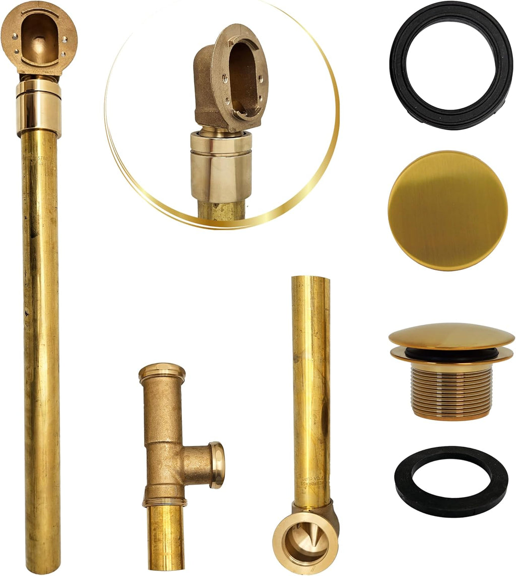 Westbrass D326HBJ-18 25' Bath Waste Assembly with Ball Joint, Tip-Toe Drain and Illusionary Overflow Faceplate, Brushed Bronze