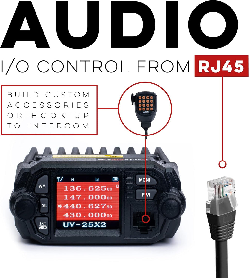 BTECH UV-25X2 (Second Gen.) Mini Mobile 25 Watt Dual Band Base, Mobile Radio: VHF, UHF Amateur (Ham)