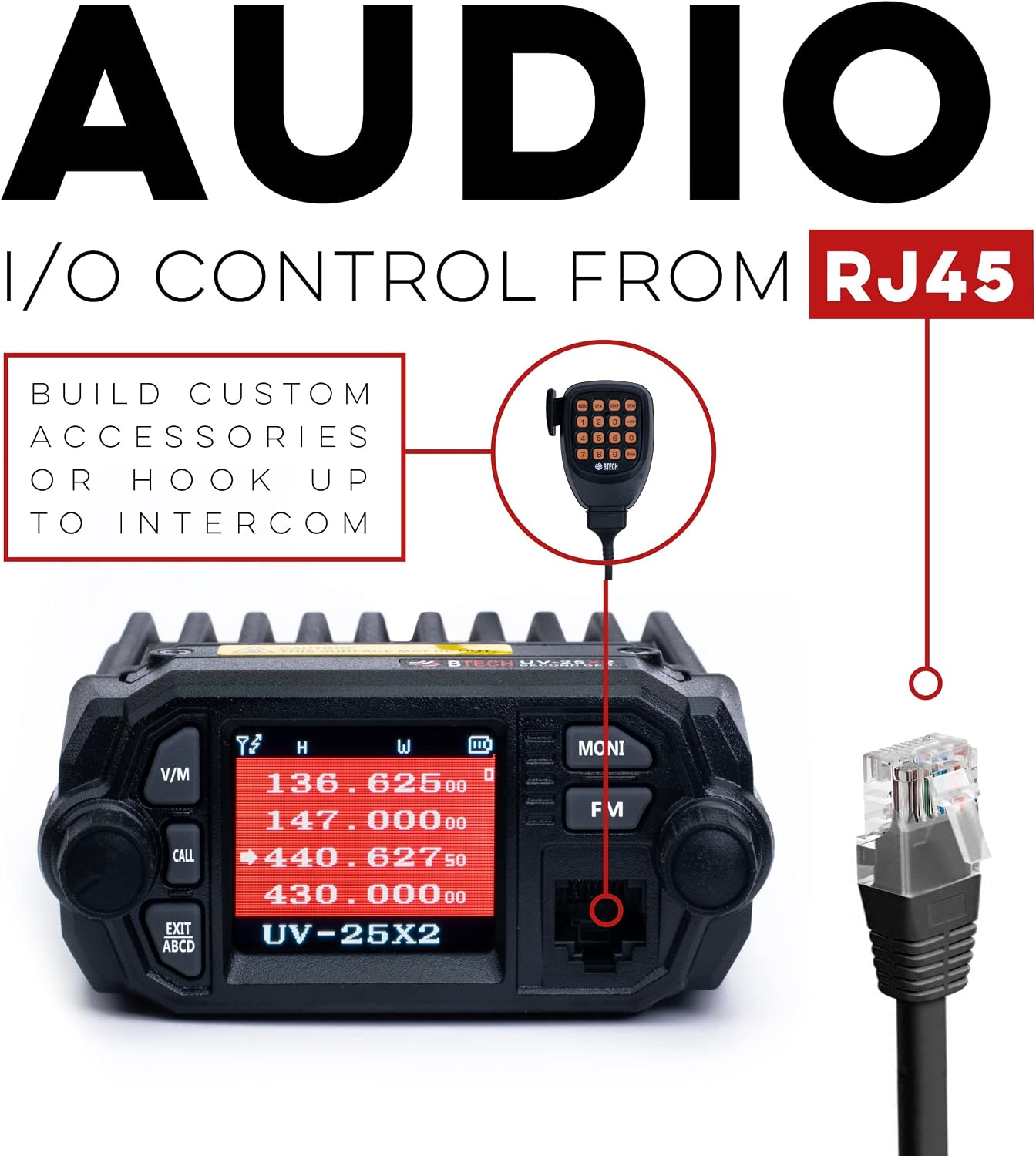 BTECH UV-25X2 (Second Gen.) Mini Mobile 25 Watt Dual Band Base, Mobile Radio: VHF, UHF Amateur (Ham)