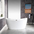 WOODBRIDGE 59' Acrylic Freestanding Bathtub Contemporary Soaking White Tub with Oil Rubbed Bronze Overflow and Drain,B0016-ORB