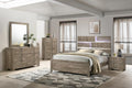 KB Designs - 5-Piece Bedroom Set with LED Panel Bed, Dresser with Mirror, Chest and Nightstand, Weathered Gray Oak Finish, Contemporary Rustic Design, King Size Bed