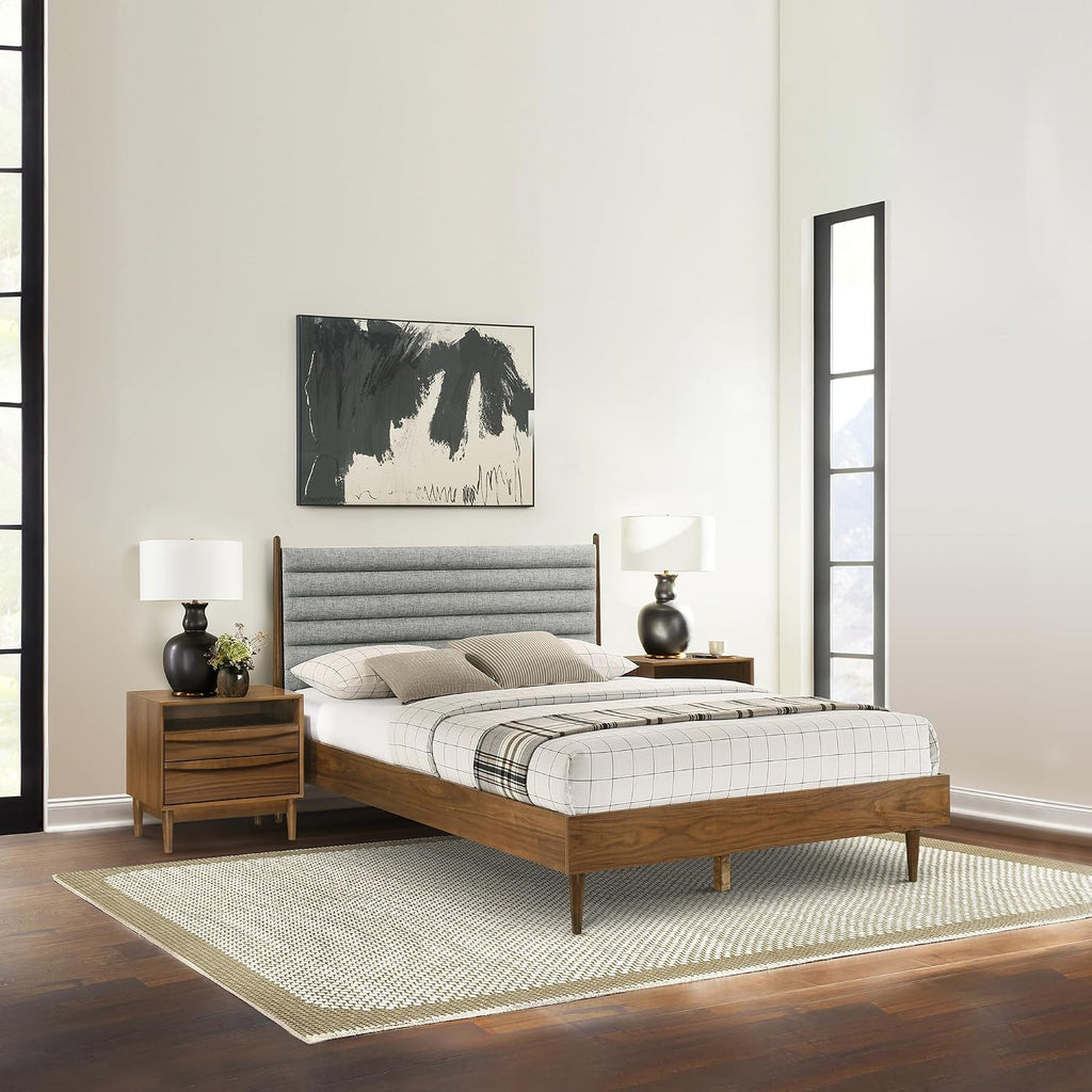 Armen Living Artemio Queen 3 Piece Wood Bedroom Set in Walnut Finish