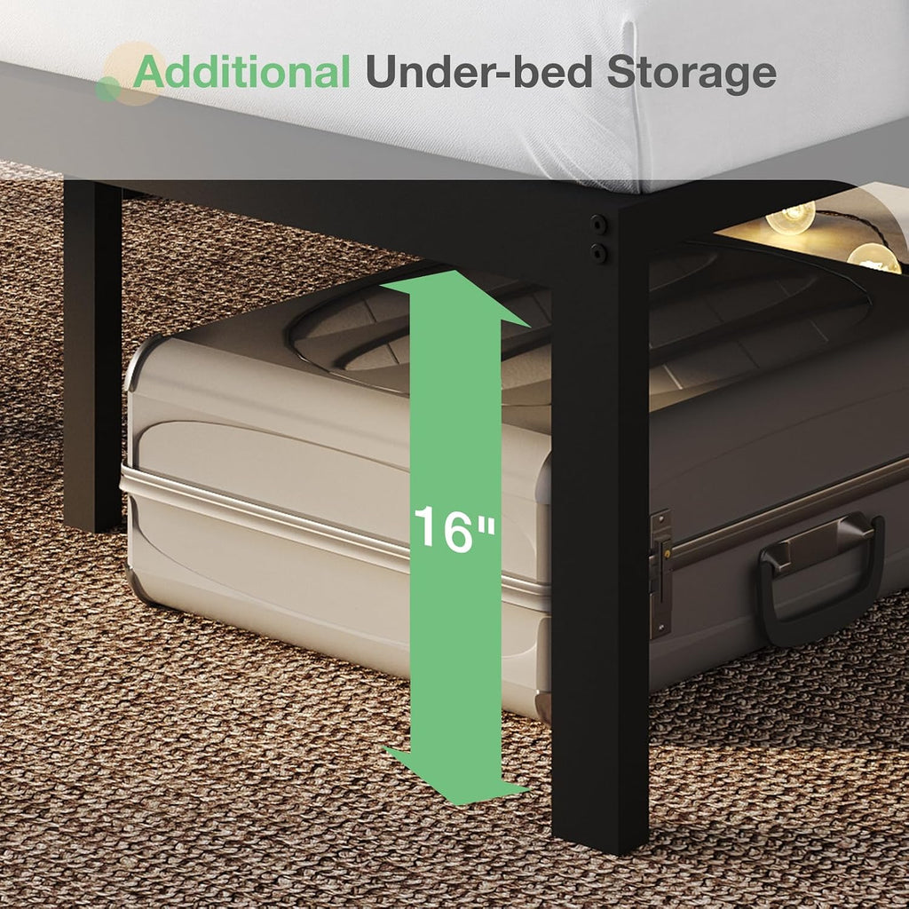 Novilla 18 Inch Full Size Bed Frame with Headboard, Metal Platform Bed Frame, Full Bed Frame No Box Spring Needed, Easy Assembly, Black