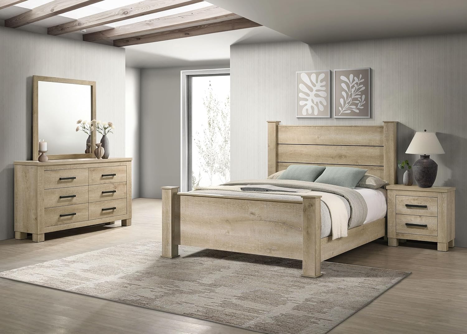 Coaster Home Furnishings Oakglen 4-Piece Queen Bedroom Set Weathered Oak 225101Q-S4
