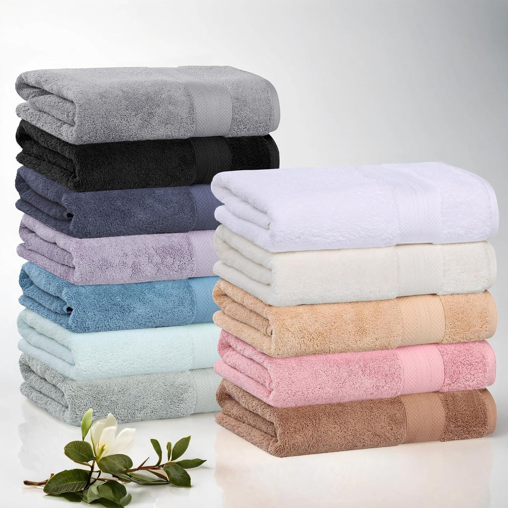 Superior Turkish Cotton Bath Towel Set of 4, Body Towels for Shower, Guest Bath, Home Bathroom Essentials, Quick Drying, Thick, Soft, Plush Heavyweight, Spa, Hotel, Resort, Aria Collection, White