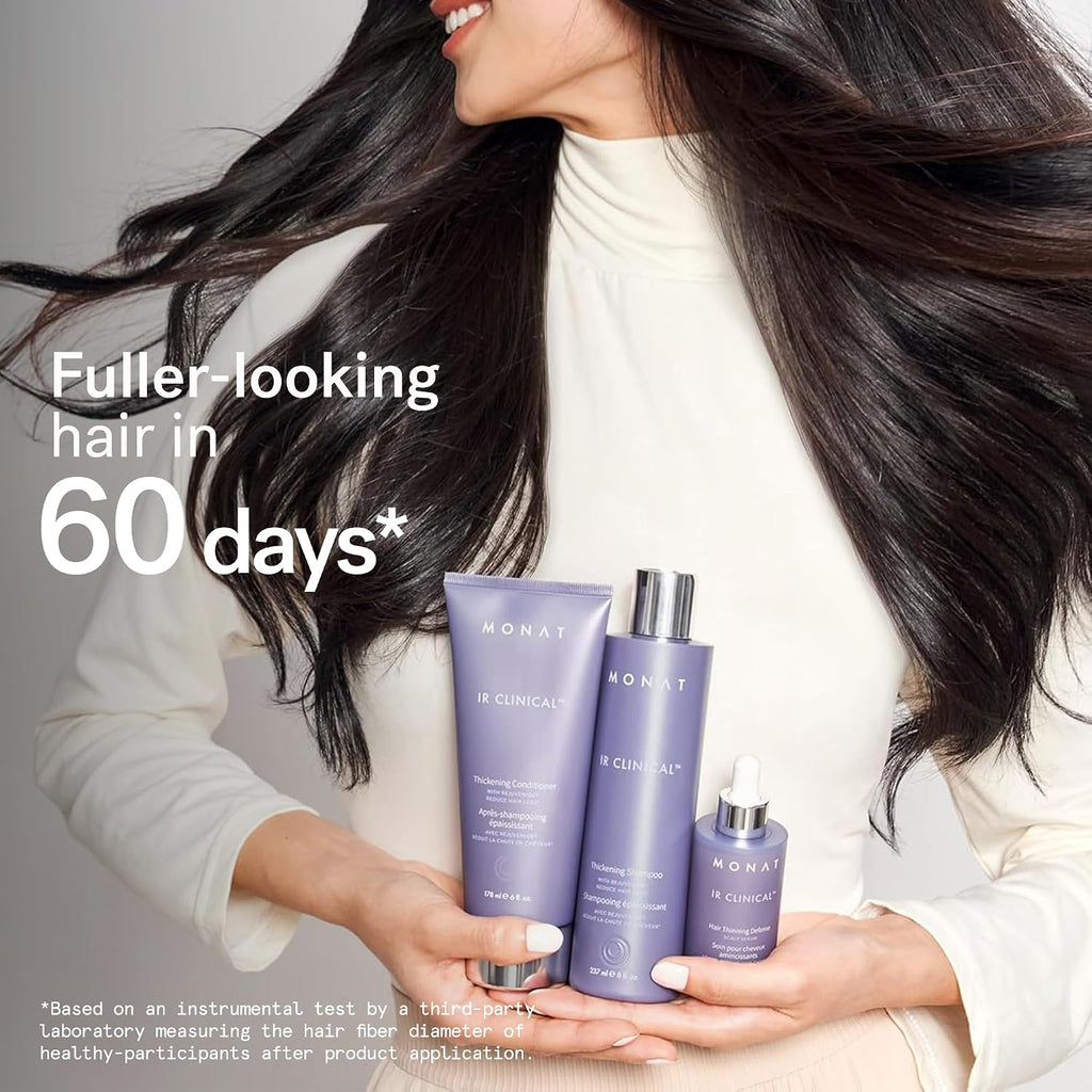 MONAT IR Clinical System – Complete Hair Care Restoration Kit with Thickening Shampoo, Conditioner & Thinning Defense Serum – Strengthens, Protects, & Revives Hair for Thicker, Fuller-Looking Results