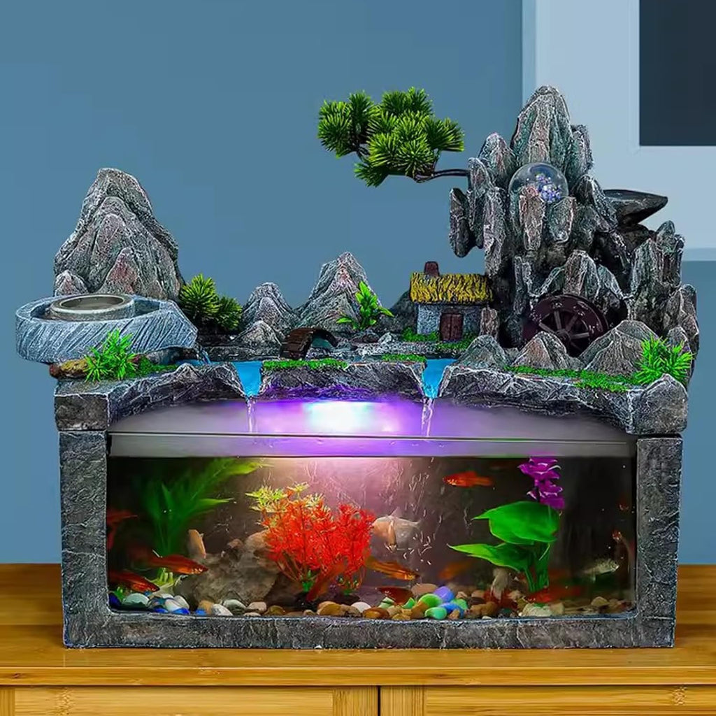 Tabletop Fountain Fish Tank Small Circulating Water Fountain Filter Living Room Tabletop Rockery Style Home Decoration Decorations Water Fountain