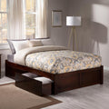 AFI Concord Queen Size Platform Bed with Footboard & Storage Drawers in Walnut