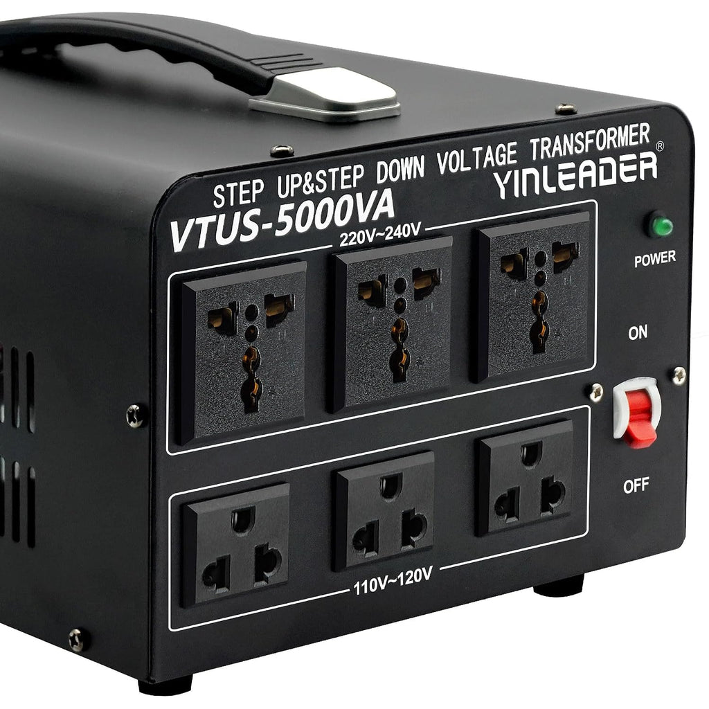 Yinleader 5000W Voltage Converter Transformer Step Up 110V-120V to220V-240V or Step Down 220V to 110V AC Power Converter w/US Standard Power Cord,Circuit Breaker Protection