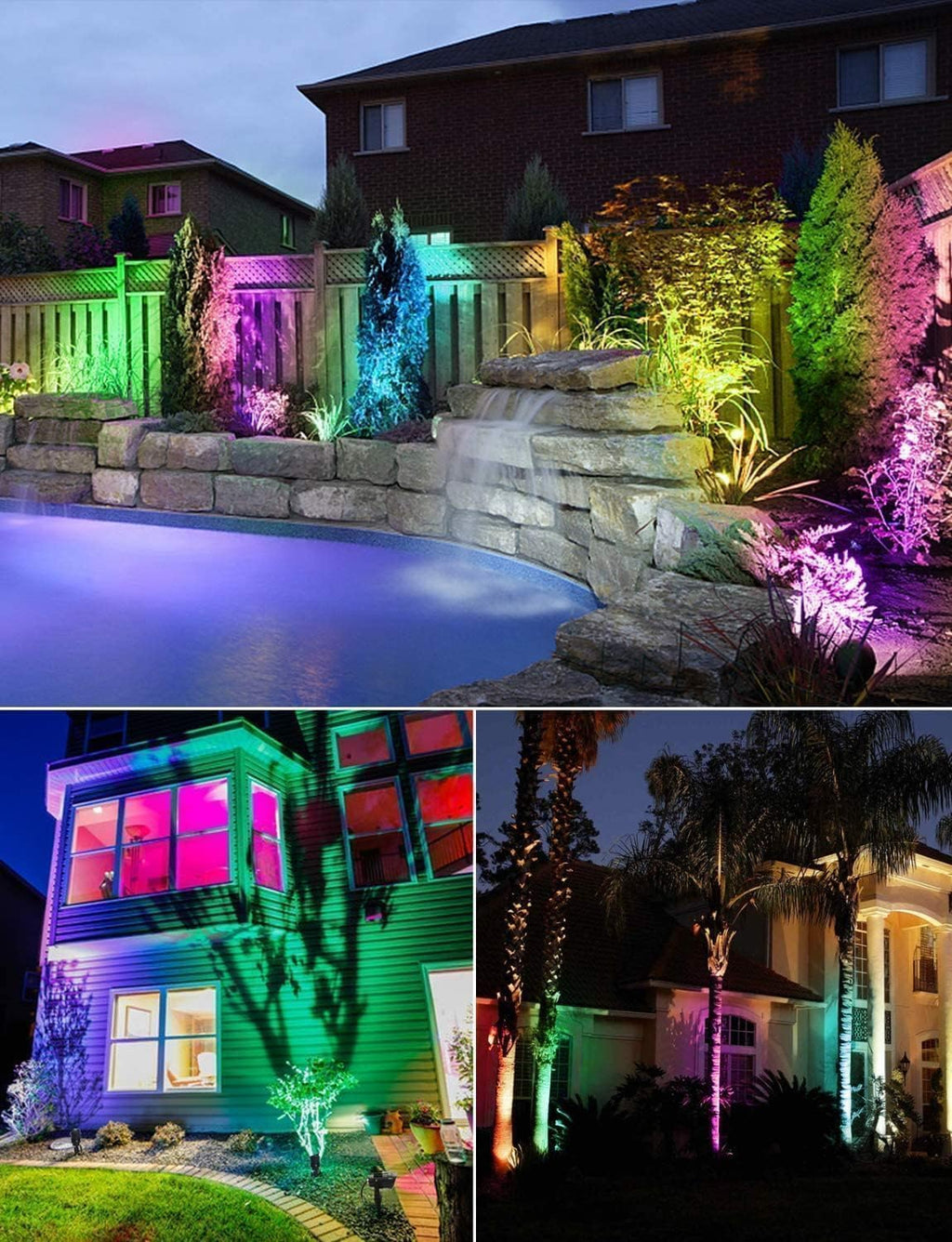 SUNVIE RGBW Low Voltage Landscape Lights Color Changing 12W LED Landscape Lighting Outdoor Waterproof Remote Control for Garden Yard Pathway Christmas Decorative Lighting, 12 Pack with Connector