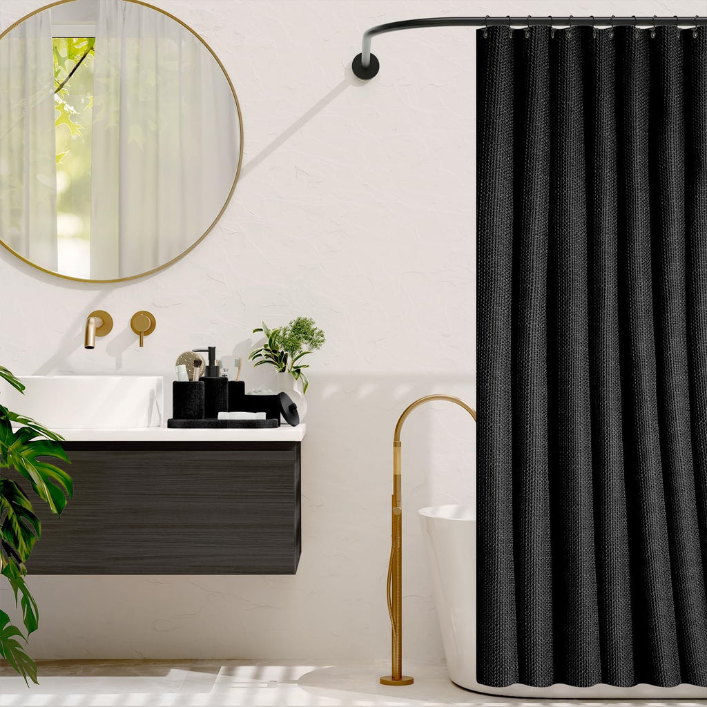 Hearth & Harbor Black Bathroom Set - Bathroom Sets with Shower Curtain and Rugs, 21PC Bathroom Accessory Set, Shower Curtain Set with Soap Dispenser & Toothbrush Holder