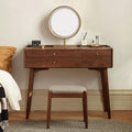YESWOOD Small Vanity Desk, North America Black Walnut Wood Dressing Table with Drawer Divider, Study Desk and Vanity Desk for Bedroom, Walnut Color, 31' D x 18' W x 32' H (Only Vanity Table)