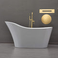 WOODBRIDGE 59' Acrylic Freestanding Bathtub Contemporary Soaking White Tub with Matte Black Overflow and Drain，B0029-MB-Drain&O