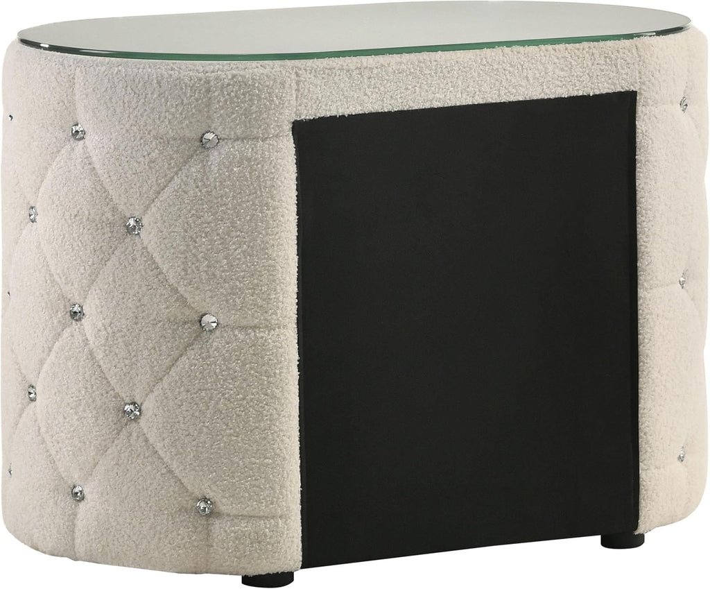 Coaster Home Furnishings - Sonya - Wood - 5-Piece Bedroom Set with Round Bed, Scroll-Back Headboard, USB Ports and Modern Classic Style - Bedroom - Eastern King Size - Ivory - 360111KE-S5