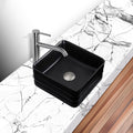Strictly Sinks 16 Inch Square Black Vessel Sink - Modern Ceramic Countertop Bathroom Sink – Easy to Install Above Counter Luxurious Bathroom Vessel Sink (15-3/4″ W x 15-3/4″ L x 5-5/8″ H)