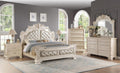 First of a Kind Victoria Off White Traditional 4 Piece Queen Bedroom Set with Upholstered Tufted Headboard Elegant European Inspired Design Coordinated Furniture Collection