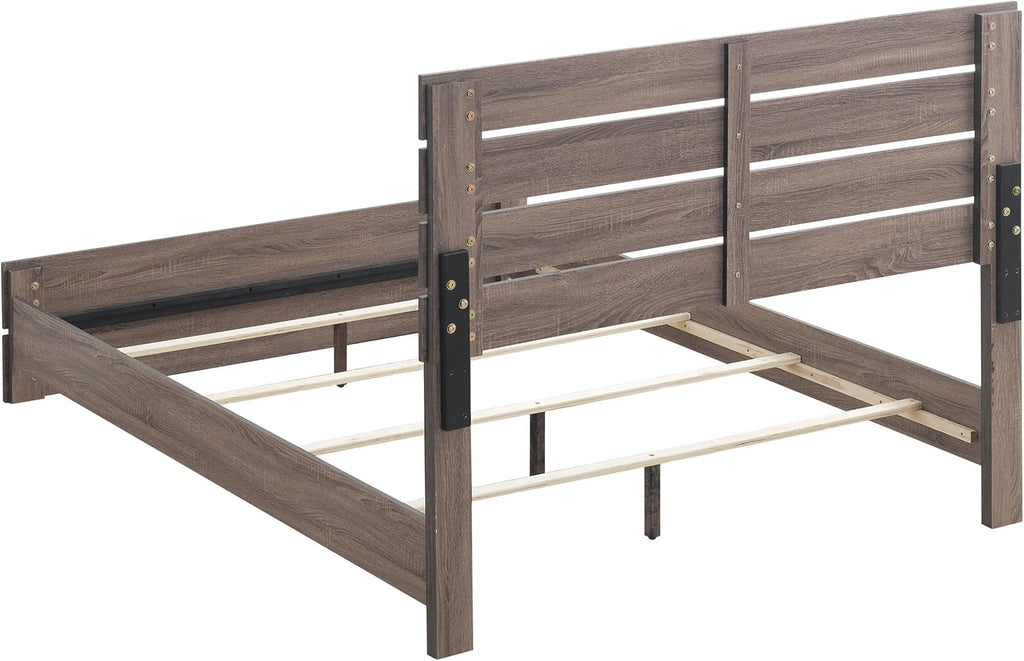 Coaster Home Furnishings Brantford Farmhouse 5-Piece Bedroom Set Eastern King Size Panel Bed Frame 52-inch Headboard Barrel Oak 207041KE-S5
