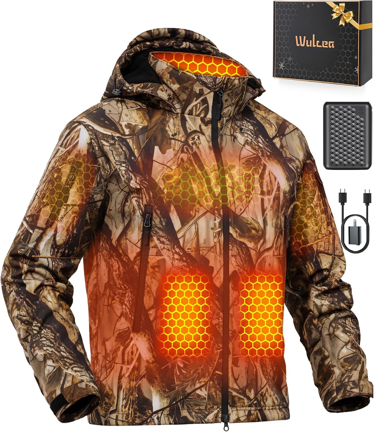 Wulcea Graphene Heated Soft Shell Jacket for Men 12V 18400mAh Large Capacity