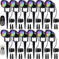 SUNVIE RGBW Low Voltage Landscape Lights Color Changing 12W LED Landscape Lighting Outdoor Waterproof Remote Control for Garden Yard Pathway Christmas Decorative Lighting, 12 Pack with Connector