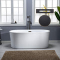 WOODBRIDGE 67' Acrylic Freestanding Bathtub Contemporary Soaking White Tub with Oil Rubbed Bronze Overflow and Drain,B0101-ORB
