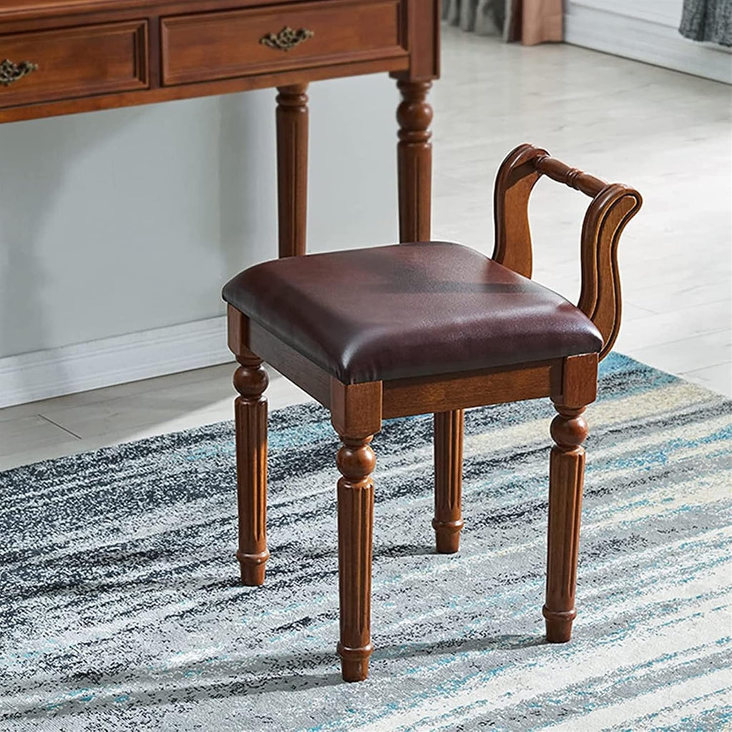 Vanity Bench Makeup Vanity Chair Piano Stool Gift Bedroom Dressing Stool Wooden Dining Stool Reception Room Stool Piano Stool Wooden Furniture(Brown (B))