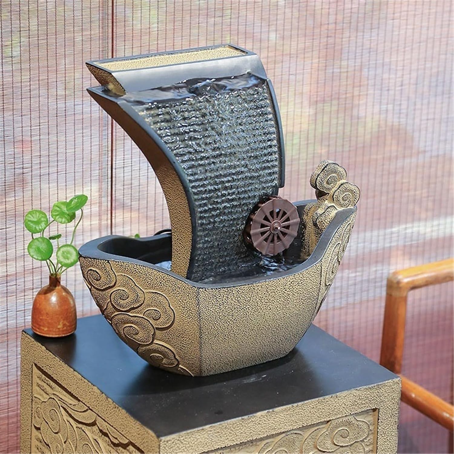 Tabletop Fountain Indoor Tabletop Waterfall Fountain Chinese Style Water Pendulum Circulating Water Landscape