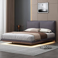 Ball & Cast Queen Size Floating Bed Frame,Velvet Upholstered Platform Bed with Sensor Light and 2 Large Backrests,Two Sets of USB Port,Slat Support,No Box Spring Needed,for Apartment,Bedroom,Gray