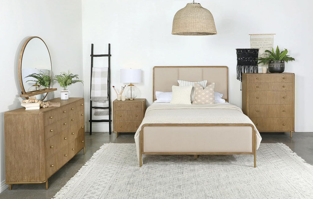 Coaster Home Furnishings Arini 5-Piece Eastern King Bedroom Set Cream and Sand Wash 224301KECRM-S5